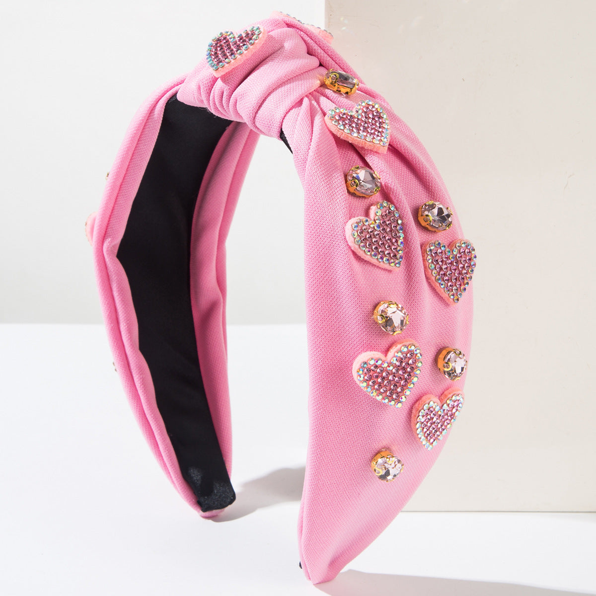 Wholesale Valentine's Day Knotted Heart Fittings with Diamond-encrusted Wide-brimmed Headbands